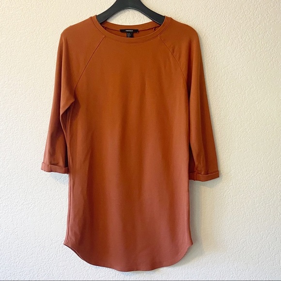 Forever 21 Tops - Forever 21 Burnt‎ Orange Three-Quarter Sleeve Tunic